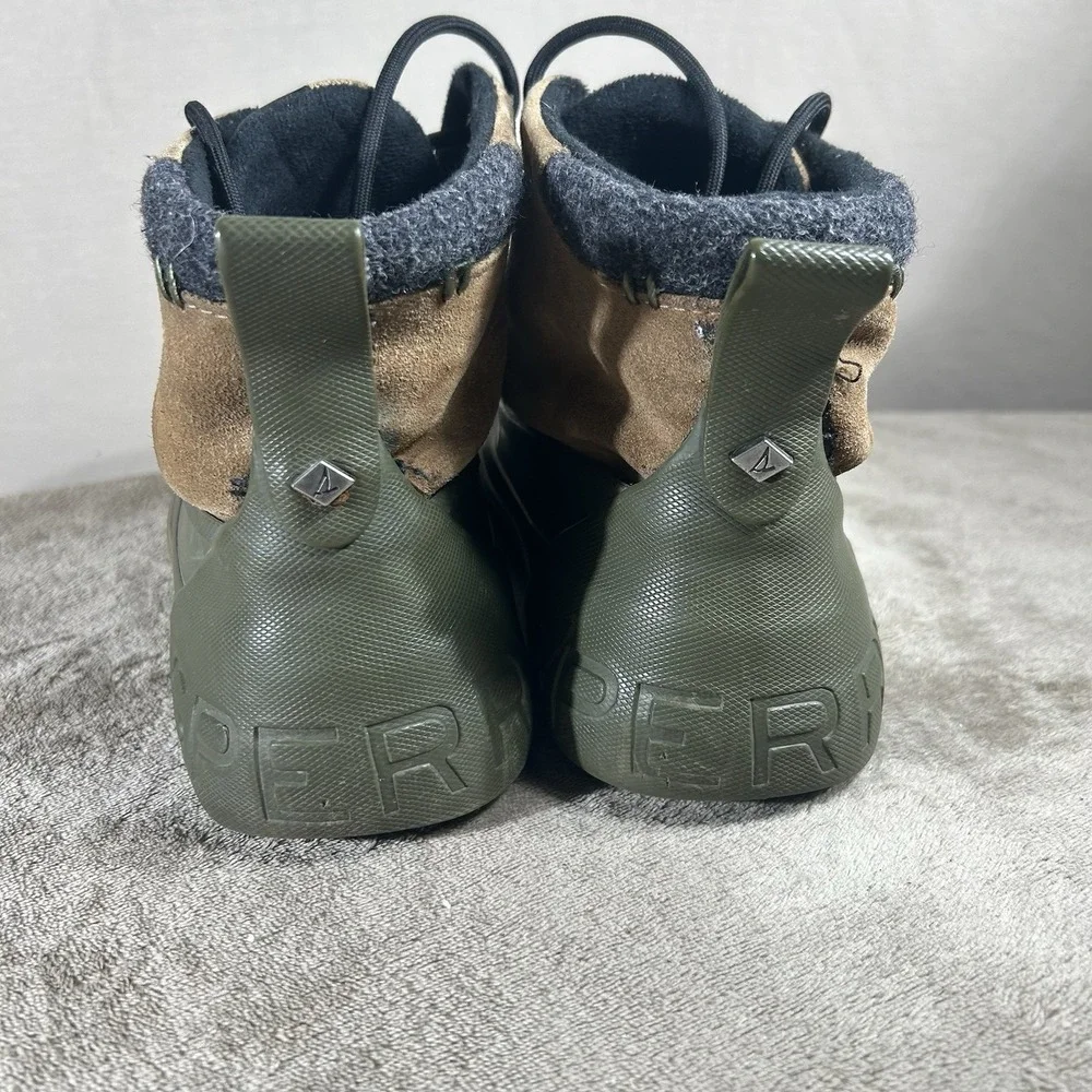 Sperry Avenue Duck Boots Men's Size 10.5 M Olive Green Brown Suede STS16497